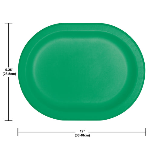 Oval 12in Paper Plates 8ct | Green
