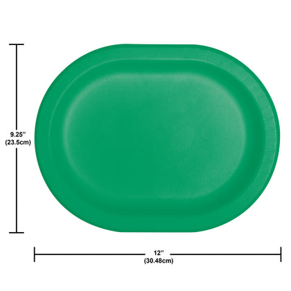 Oval 12in Paper Plates 8ct | Green