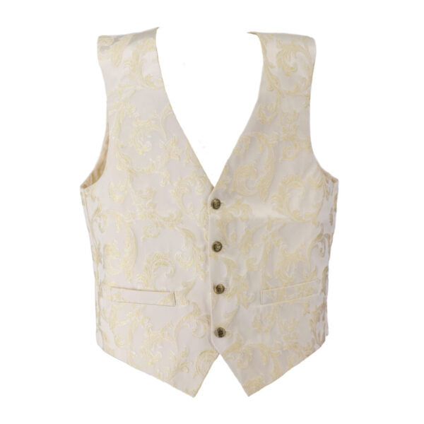 White vest with yellow pattern on a white background