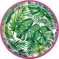 Palm Tropical Luau Round 7" Dessert Plates  8ct