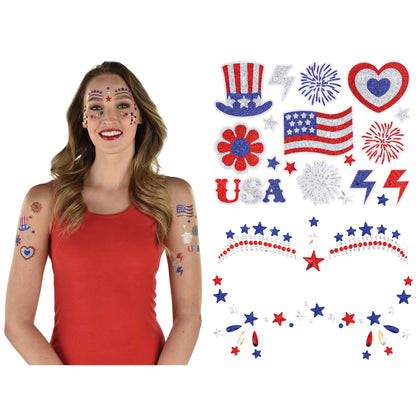 Patriotic Face & Body Jewelry Kit