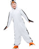 Child wearing a penguin onesie on a white background