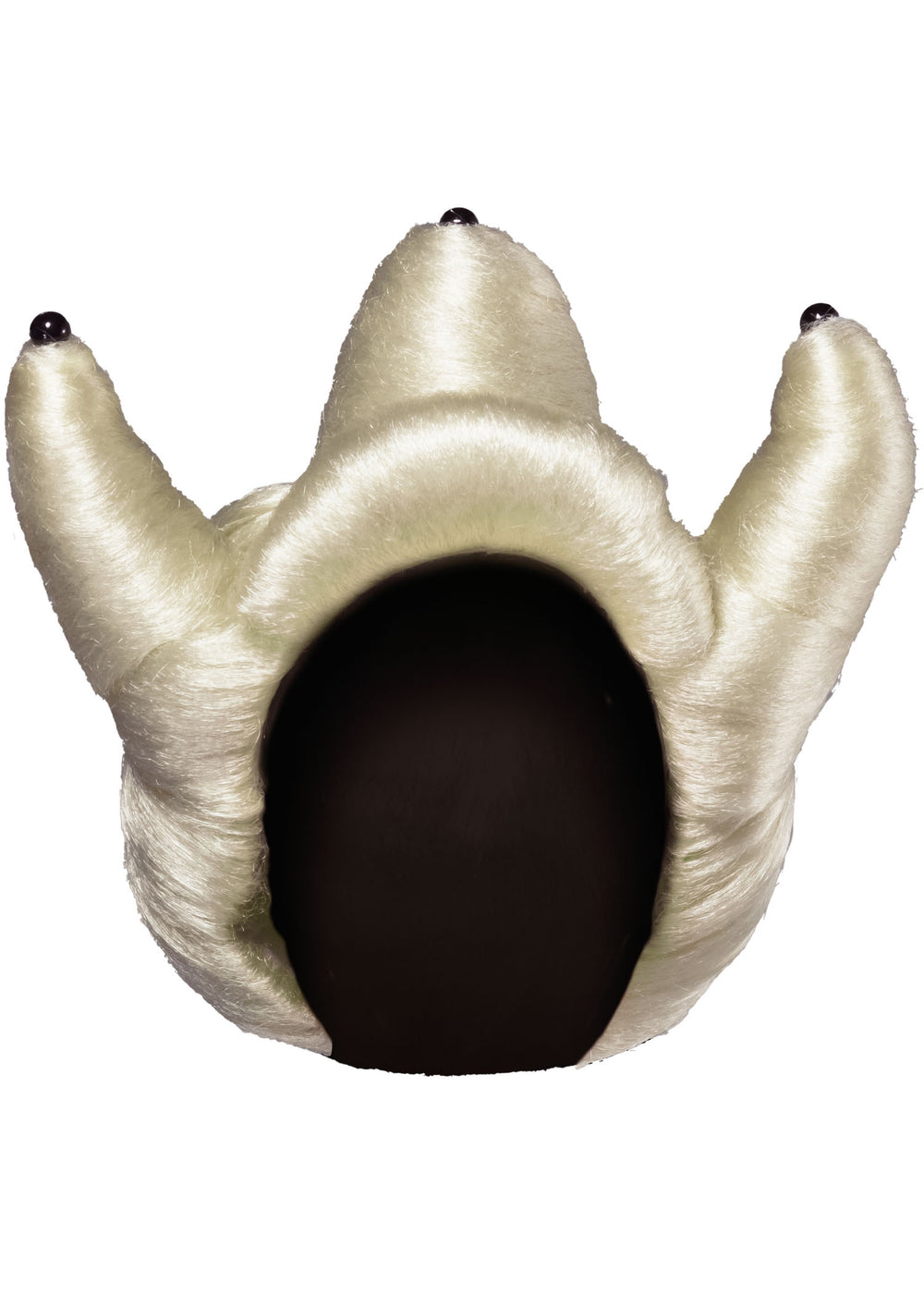 Decorative item shaped like a bear paw with a black interior on a white background