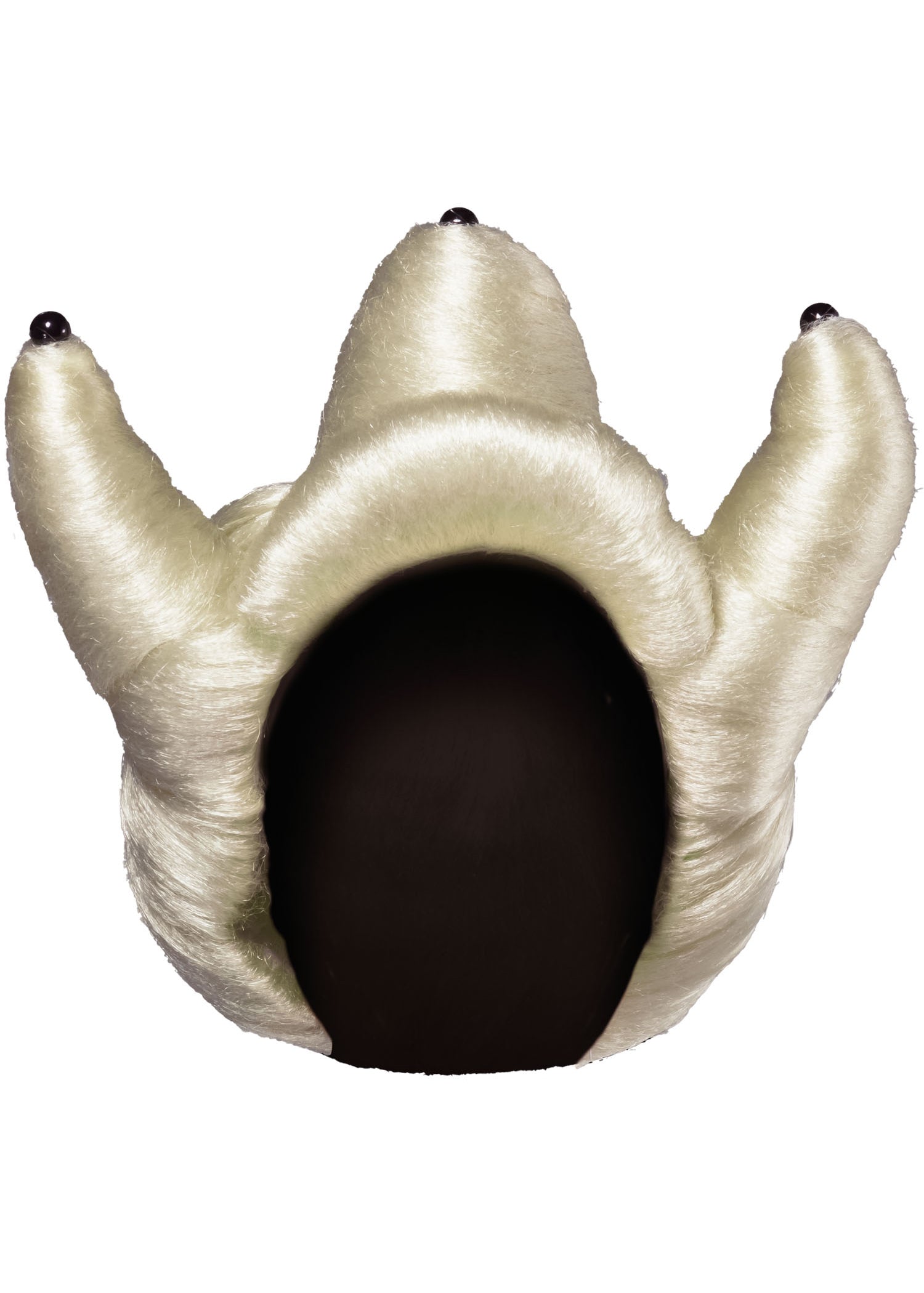 Decorative item shaped like a bear paw with a black interior on a white background