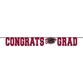 Maroon Congrats Grad Banner Streamer | Graduation