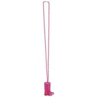 Pink Bead Necklace with Boot-Shaped Shot Glass