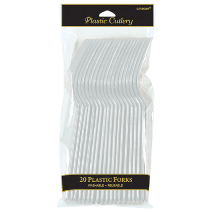 Shimmering Silver Plastic Forks 20ct | Solids