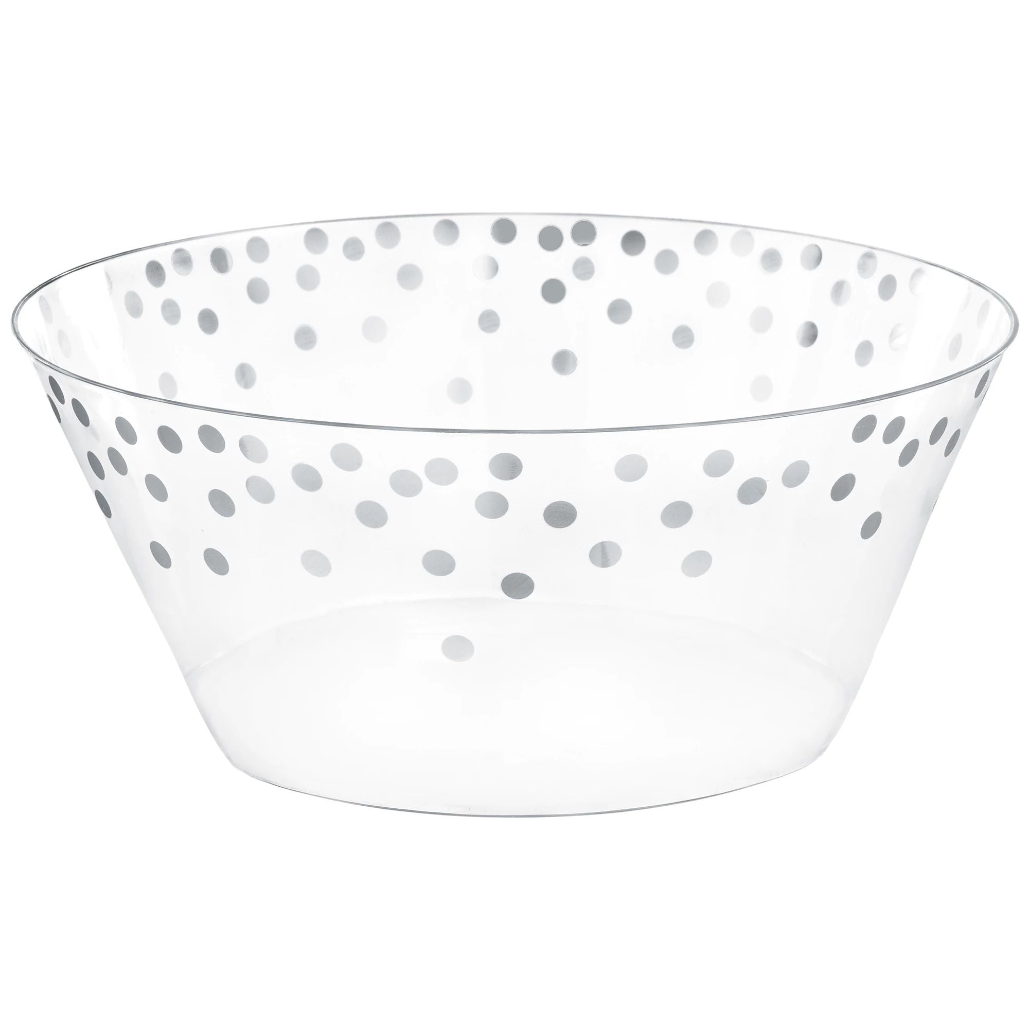 Plastic Serving Bowl Large -Silver Dots