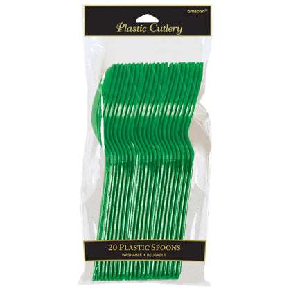 Festive Green Plastic Spoons 20ct | Solids