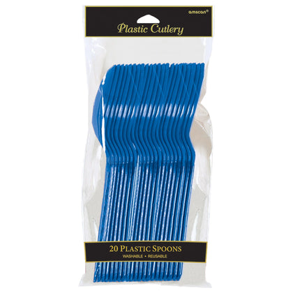 Bright Royal Blue Plastic Spoons 20ct | Solids