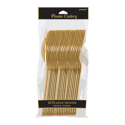 Gold Plastic Spoons 20ct  | Solids