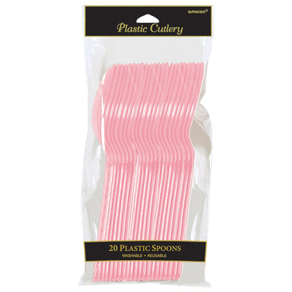 New Pink Plastic Spoons 20ct | Solids