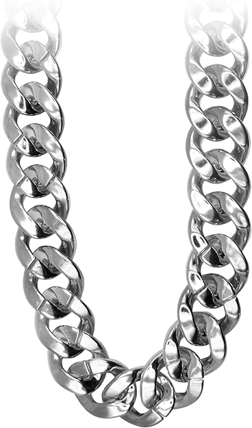 Silver chain necklace on a white background