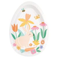 Decorative Easter egg with a bunny and flowers on a white background