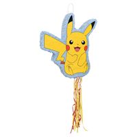 Plush toy shaped like Pikachu with a tail attachment on a white background