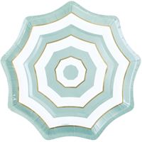 Poolside Summer Umbrella Shaped 8.25" Dessert Plates  8ct - Foil Stamping
