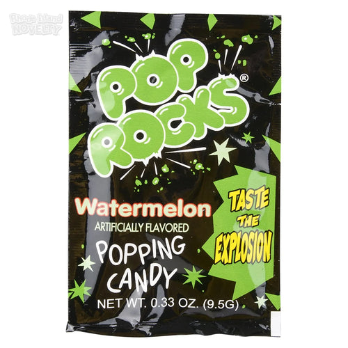 Packaging of Pop Rocks watermelon popping candy on a white background