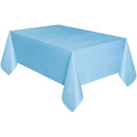 Powder Blue Solid Rectangular Plastic Table Cover  54