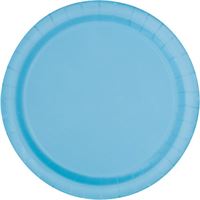 Light blue paper plate on a white background