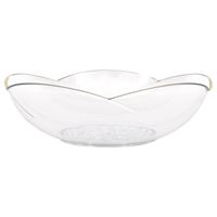 White decorative bowl with gold rim on a white background
