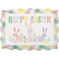Easter-themed balloon with bunnies and 'Happy Easter' text on a white background