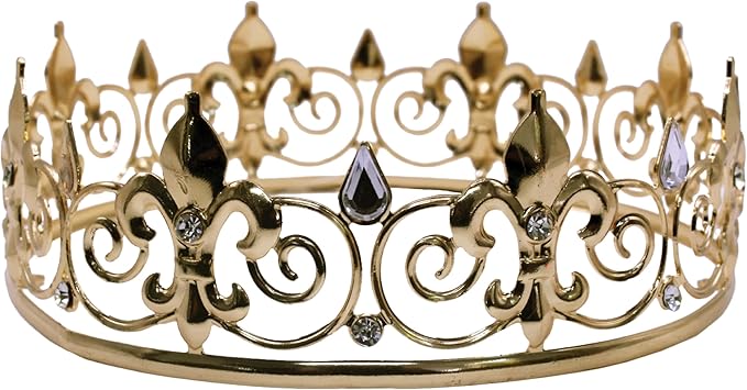 Gold tiara with decorative elements on a white background