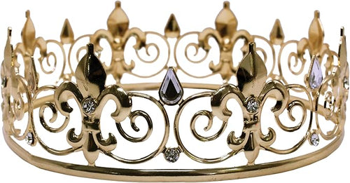 Gold tiara with decorative elements on a white background