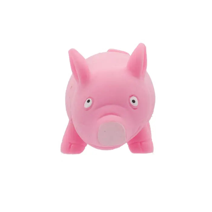 Pink plush toy pig on a white background