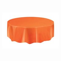 Pumpkin Orange Round Plastic Table Cover | Solid