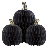Pumpkin Shaped Honeycomb Tissue Centerpieces with Foil Stems  3ct