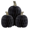 Pumpkin Shaped Honeycomb Tissue Centerpieces with Foil Stems  3ct