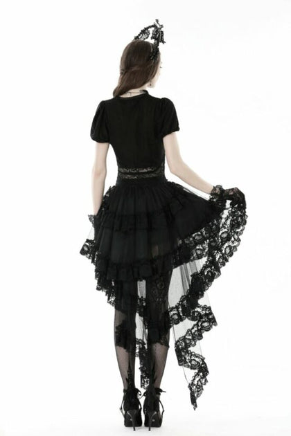 Punk Frilly Lace Swallow Tail Skirt