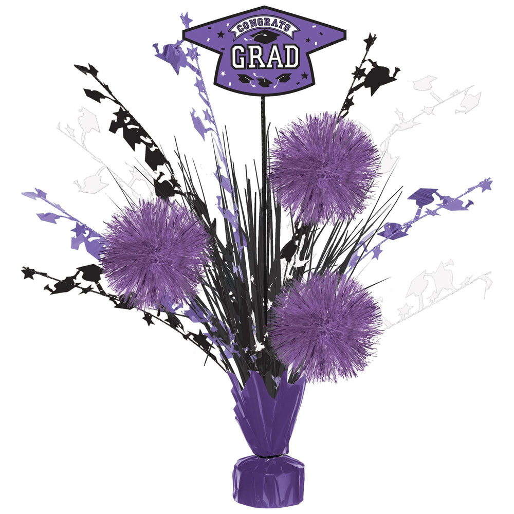 Purple Grad Tinsel Burst Centerpiece | Graduation