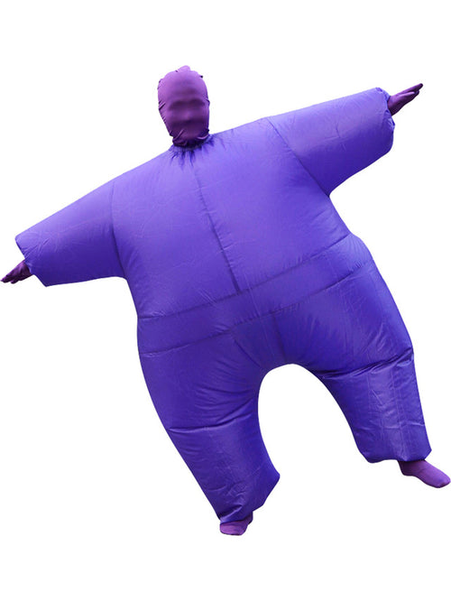 Inflatable purple costume on a white background