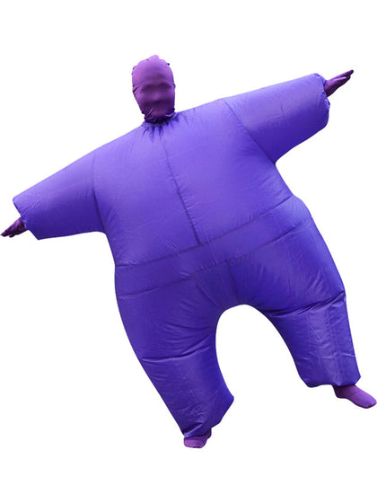 Inflatable purple costume on a white background