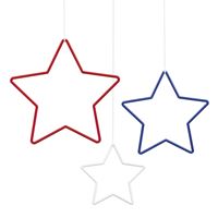 Red  White  & Blue Plastic Hanging Star Decorations  3pc
