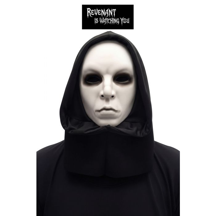 Black hooded cloak with a white mask on a white background, featuring the text 'Revenant is Watching You'.