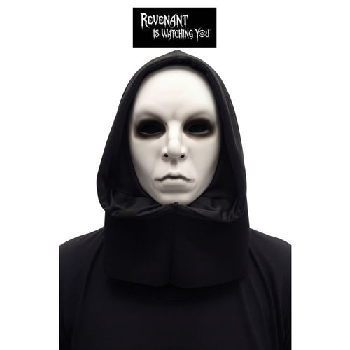 Black hooded cloak with a white mask on a white background, featuring the text 'Revenant is Watching You'.