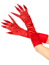 Rhinestone Claw Gloves | Red