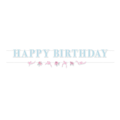 Text 'Happy Birthday' with decorative elements on a white background