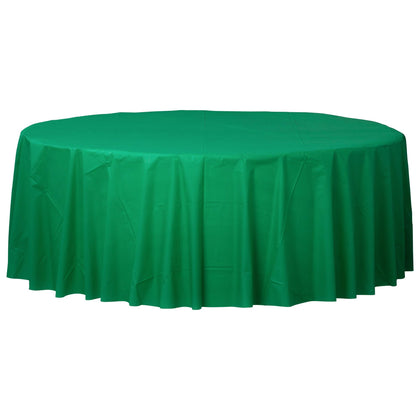 Festive Green Round Plastic Table Cover | Solids