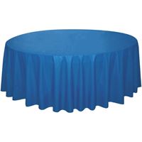 Royal Blue Solid Round Plastic Table Cover  84