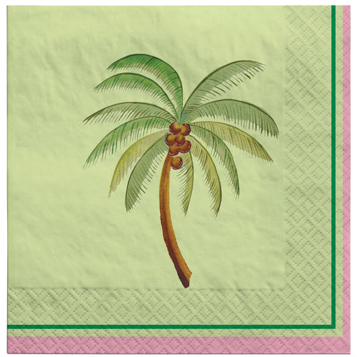 Napkin with a palm tree design on a light green background