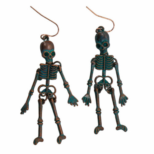 SKELETON BODY EARRINGS  BRONZE