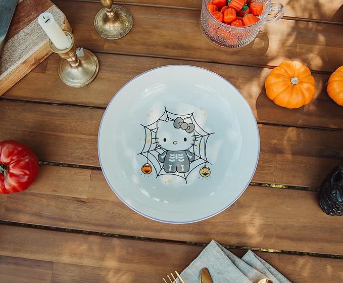 Sanrio Hello Kitty Skeleton Web 9-Inch Large Ceramic Coupe Dinner Bowl