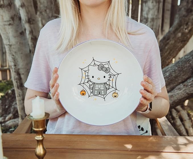 Sanrio Hello Kitty Skeleton Web 9-Inch Large Ceramic Coupe Dinner Bowl