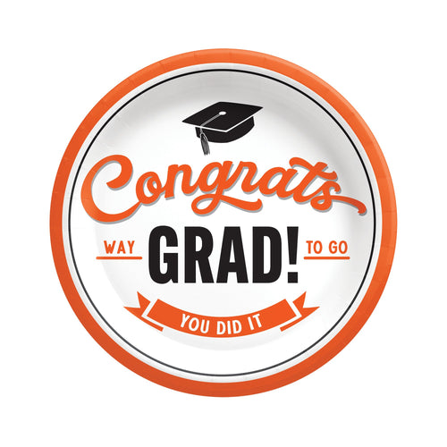 Graduation-themed decorative plate with 'Congrats Grad!' text and a graduation cap.
