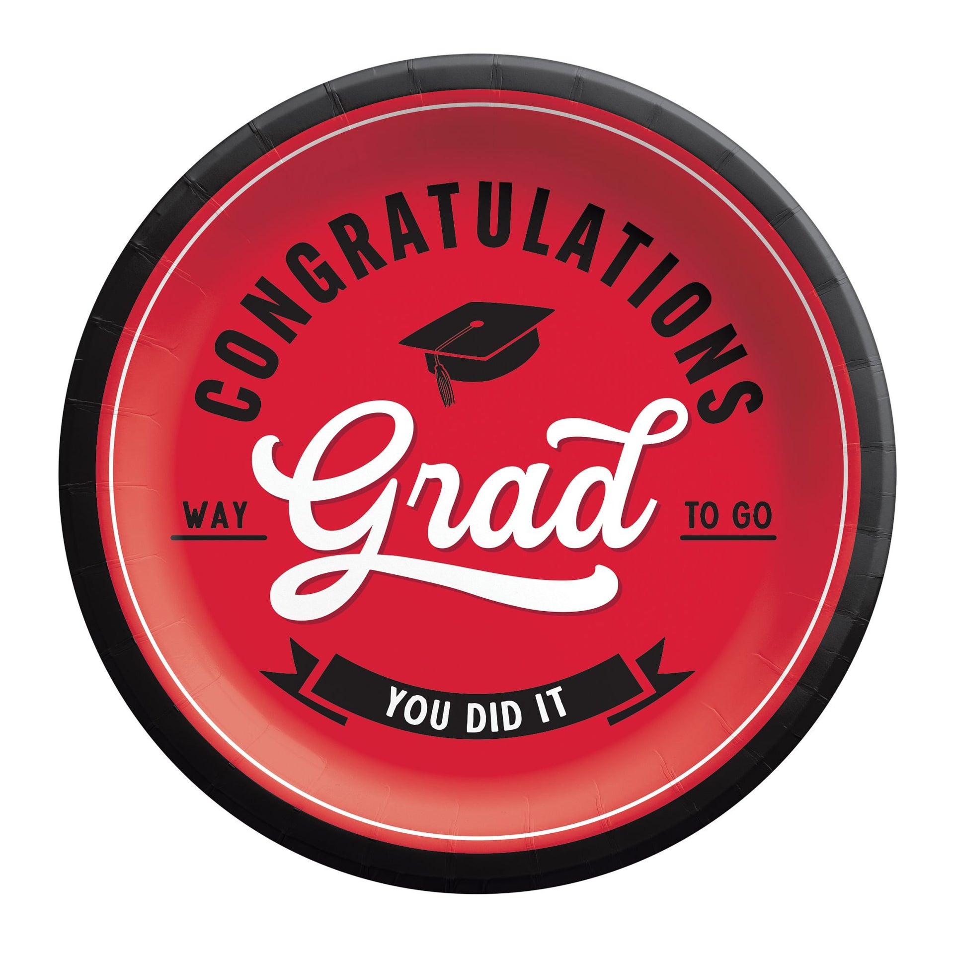 School Spirit 9" Round Plates 8ct - Red