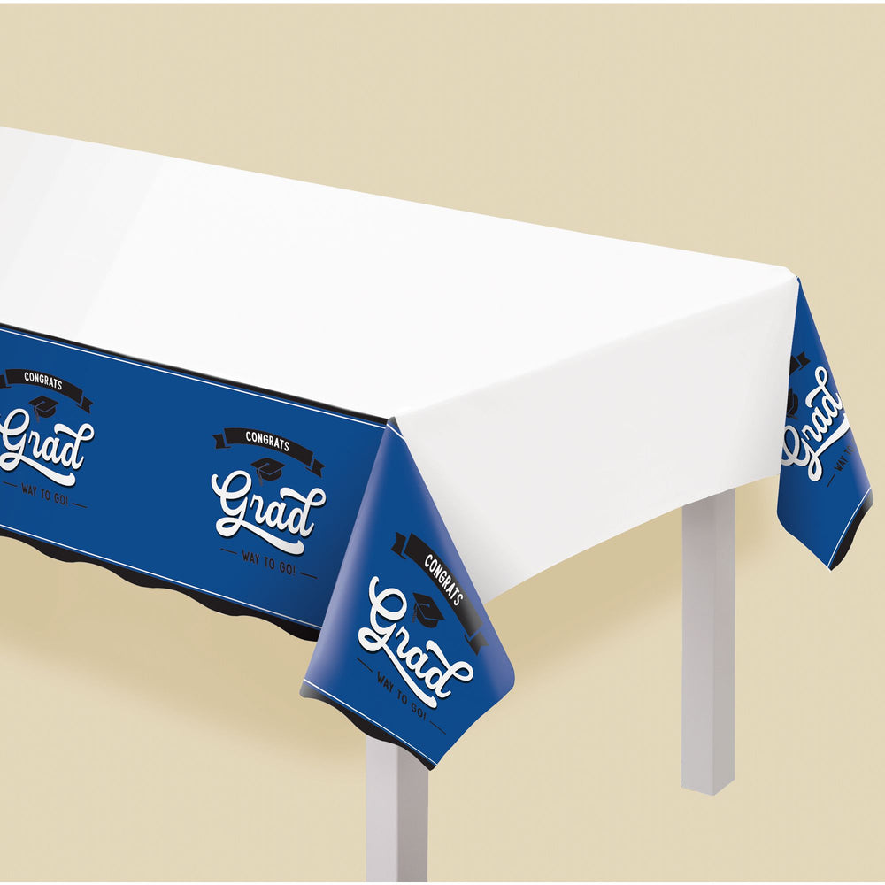 School Spirit Plastic Table Cover - Blue