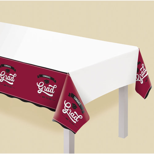 School Spirit Plastic Table Cover - Maroon